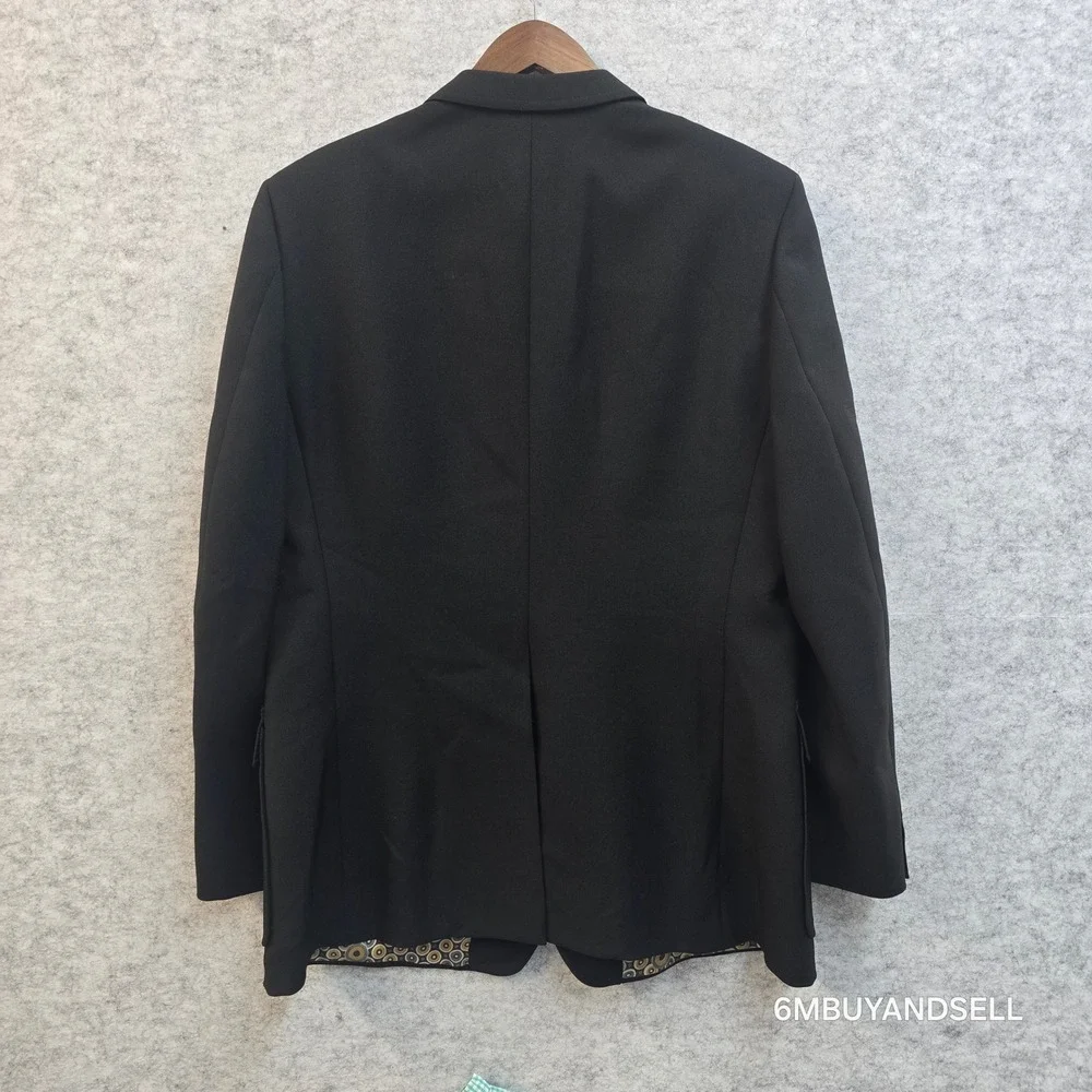 Vintage The Knack Wool Blazer Mens Black Gold Crest Buttons Union Made USA 42R